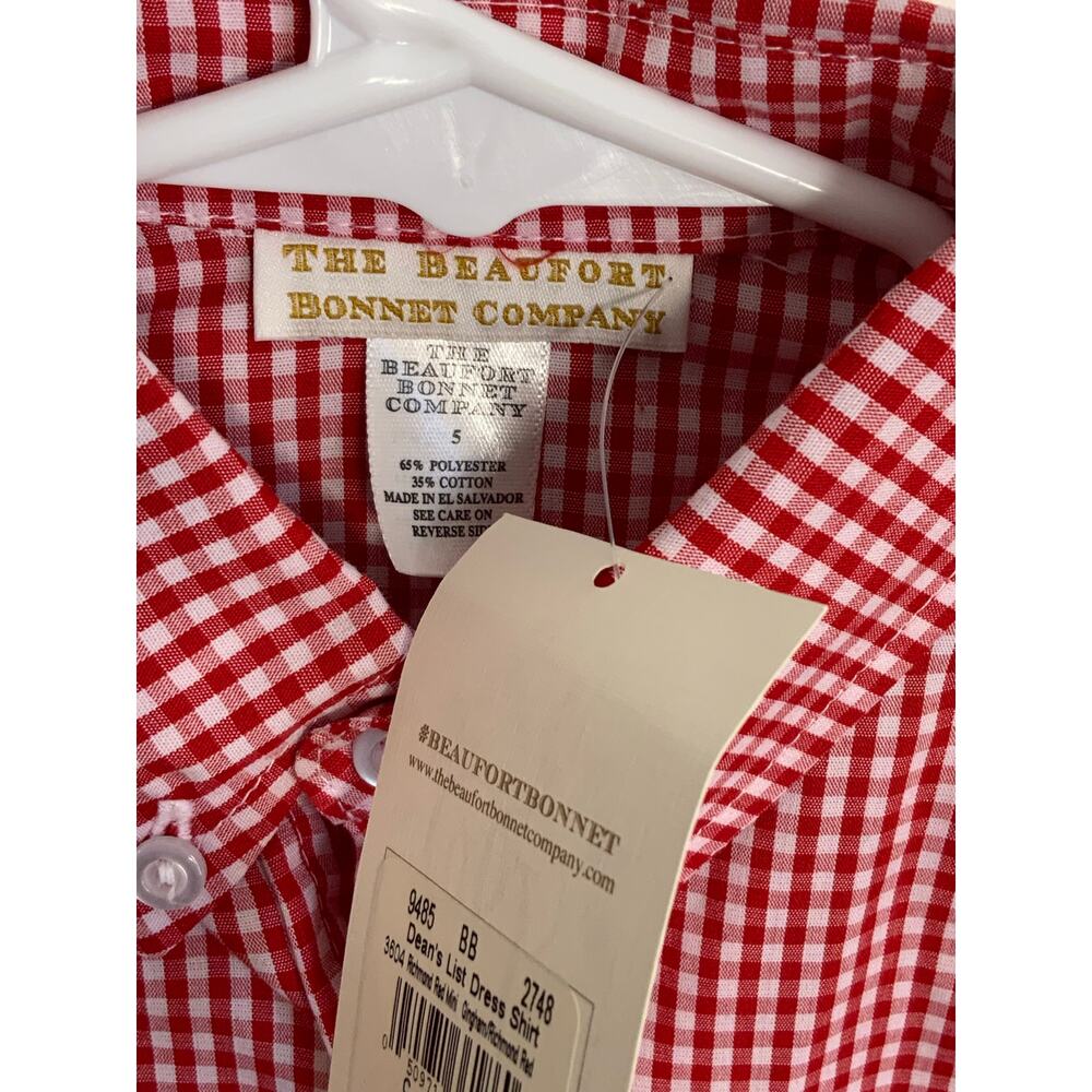 The Beaufort Bonnet Company Dean's List Dress Shirt Red Gingham size 5 - Picture 2 of 4